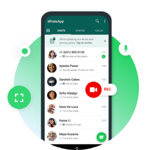 does whatsapp video call show screen recording