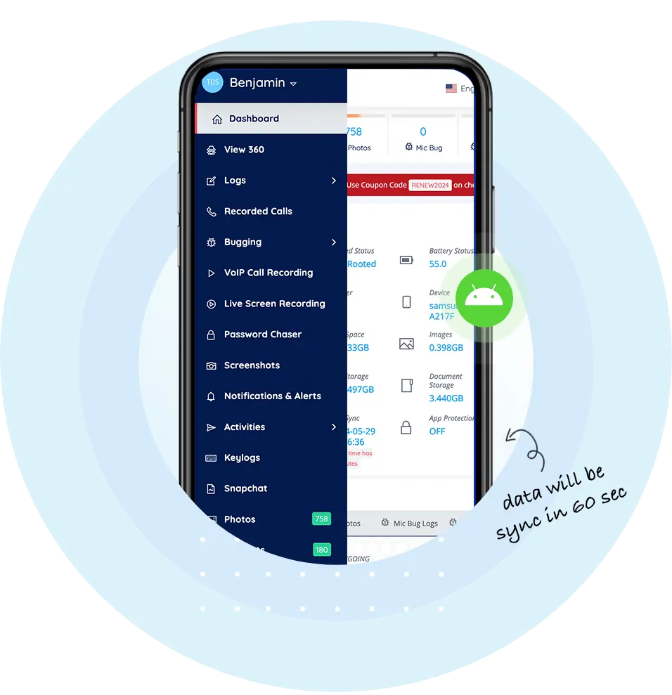 cell phone spying dashboard