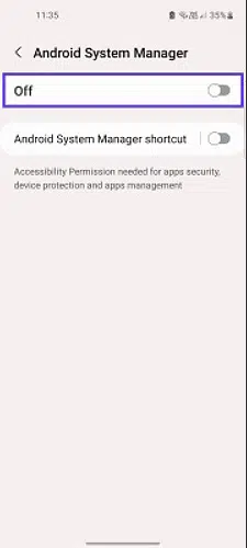 android system manager off
